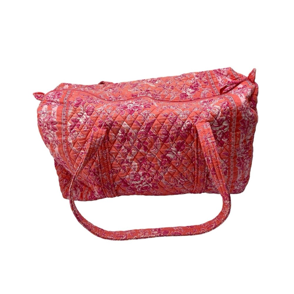 Vintage Vera Bradley Pink HOPE TOILE Large 20”  Duffel Bag Retired Travel Purse - Picture 2 of 9